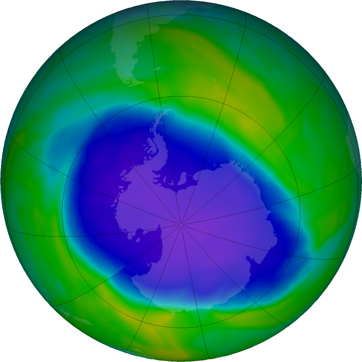 Antarctic ozone map for 31 October 2022